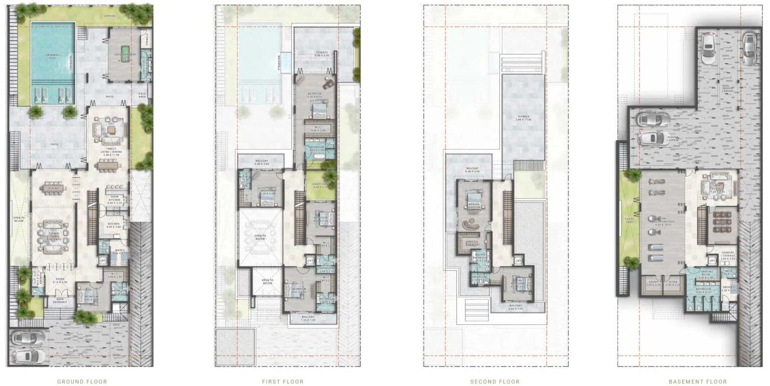 Floor Plans of DAMAC Hills Cavalli Estates Villas