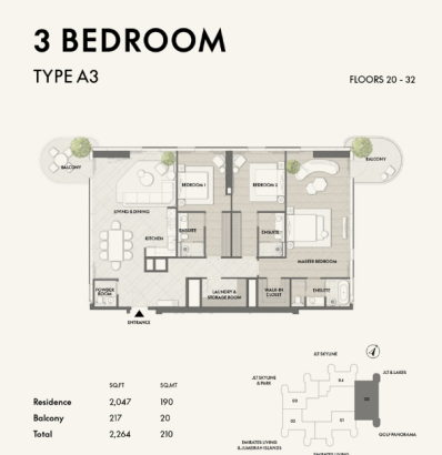3 BR Apartments