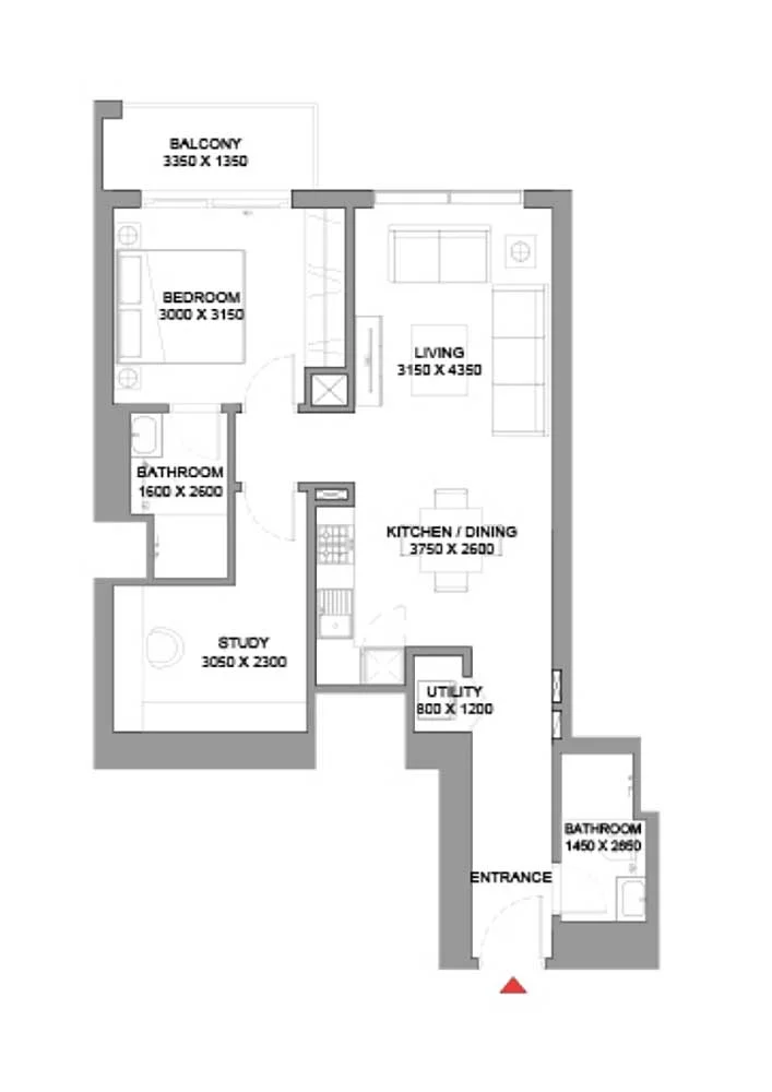 1,5 BR Apartment