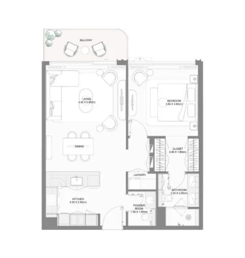 1 BR Apartment