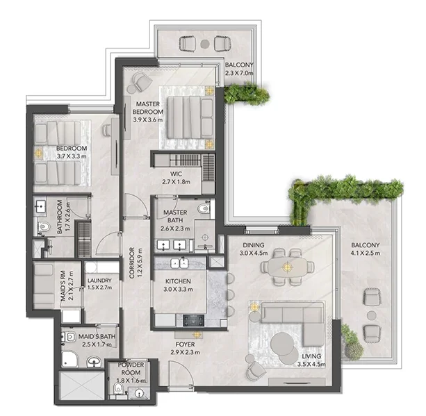 2 BR Apartment
