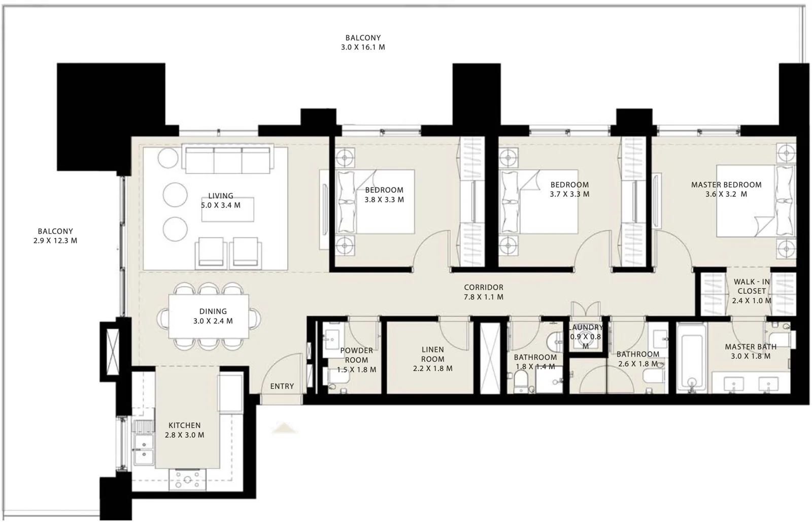 3 BR Apartment