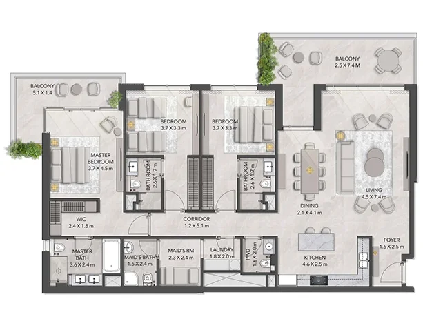 3 BR Apartment