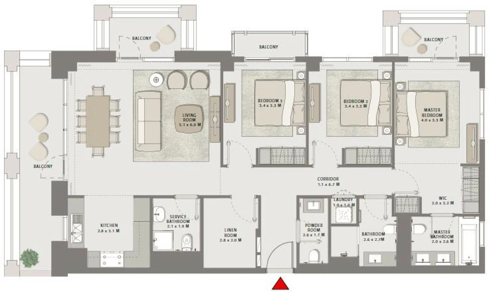 3 BR Apartment 