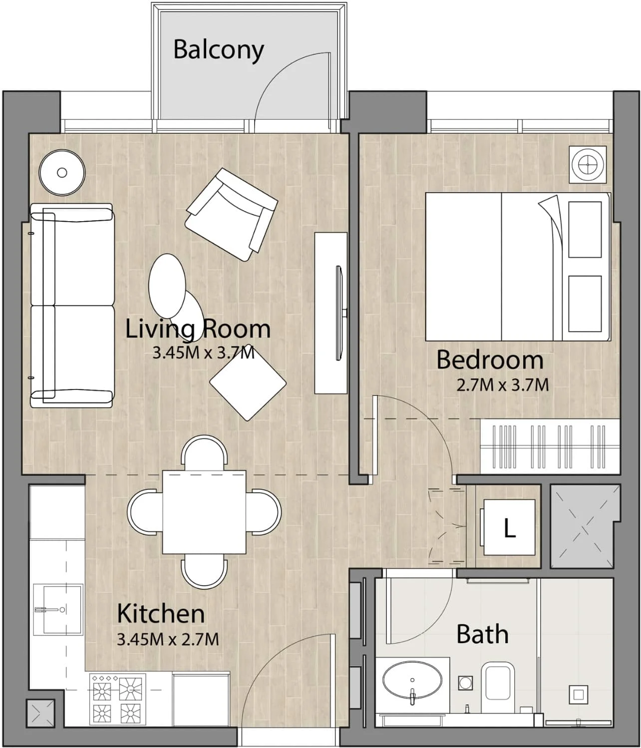 1 BR Apartment