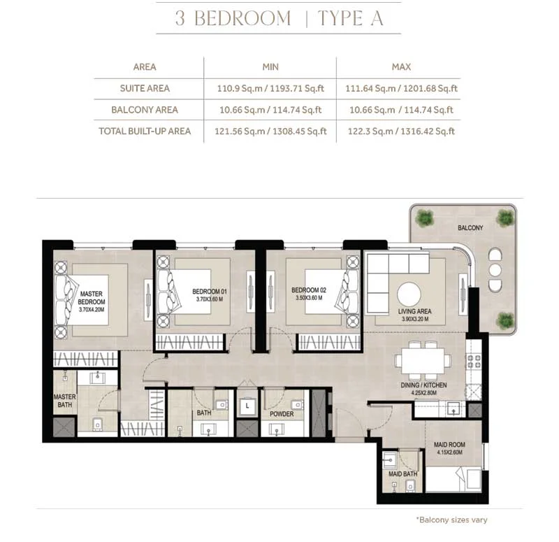 3 BR Apartments