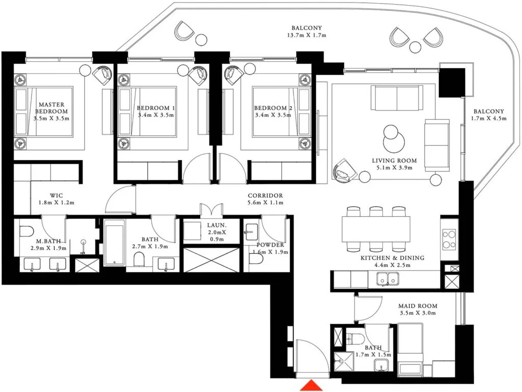 3 BR Apartment