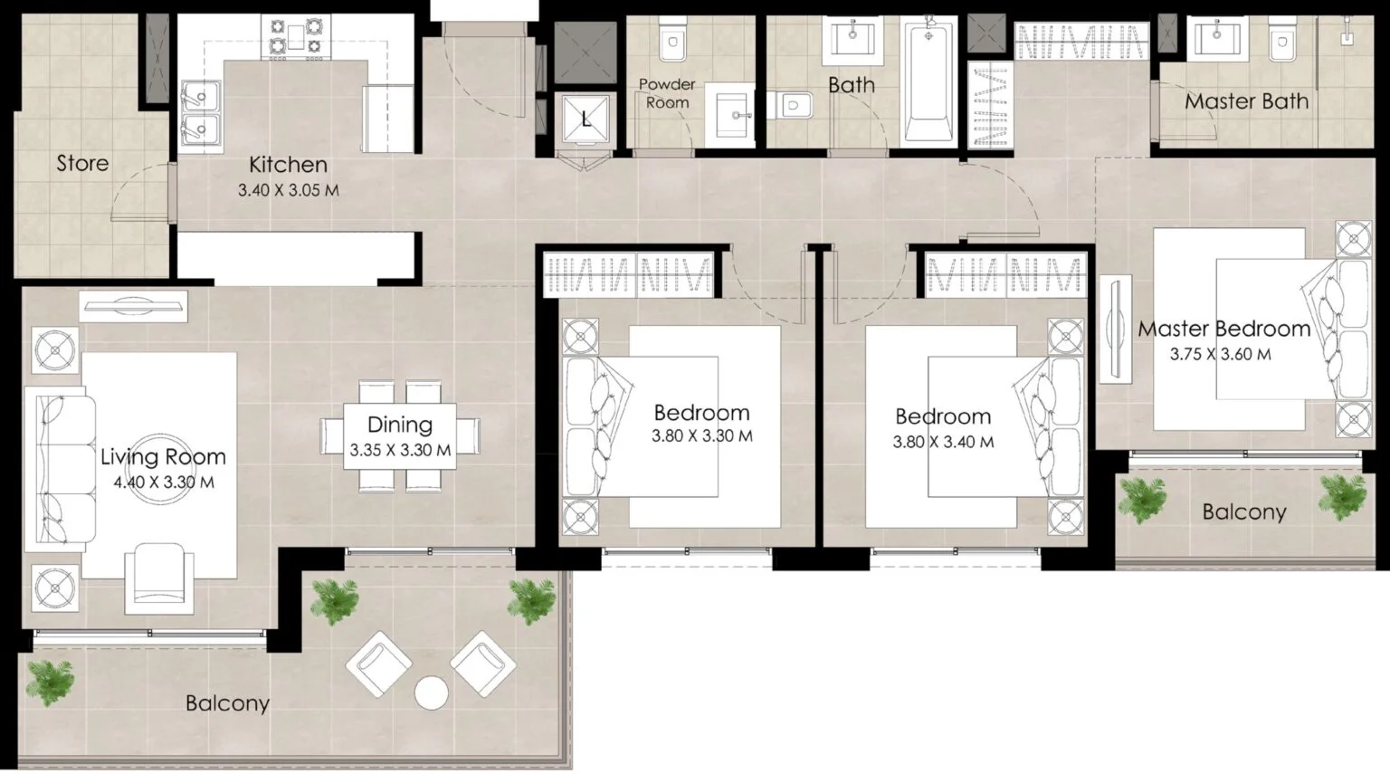 3 BR