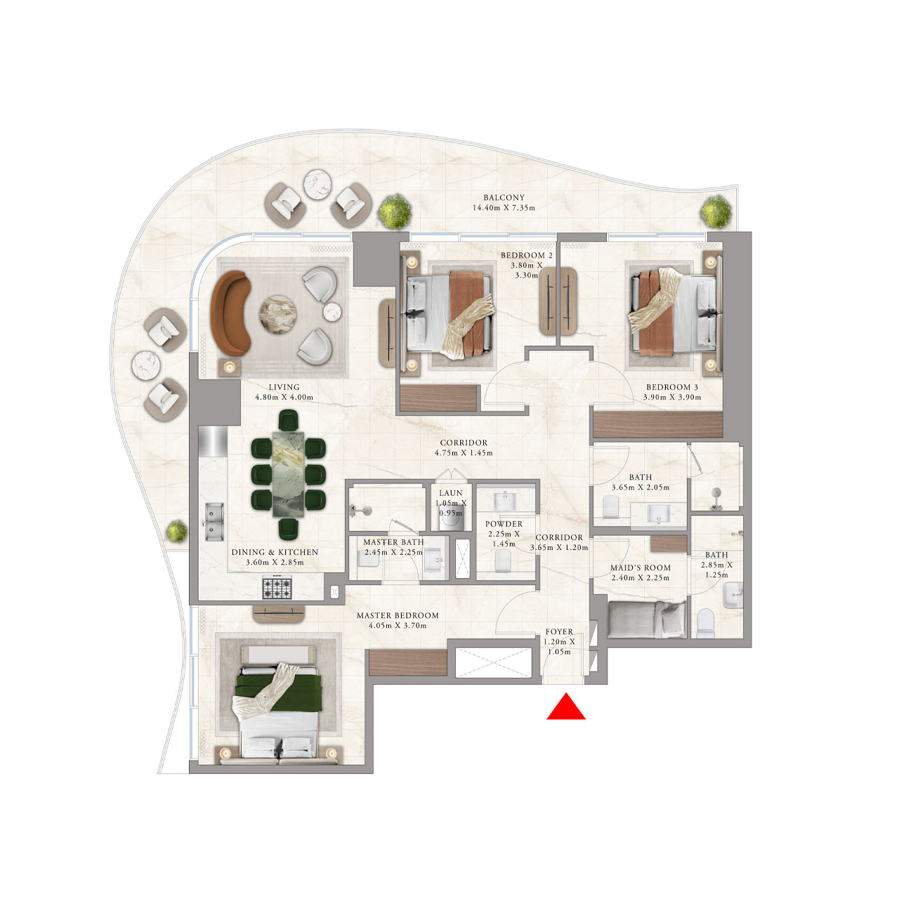 3 BR Apartment