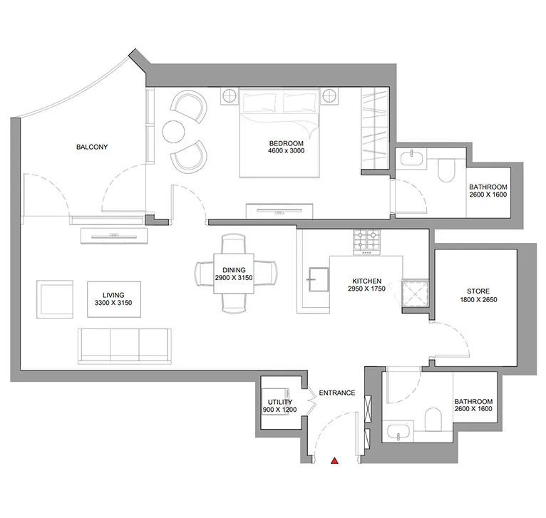 1,5 bedroom apartment
